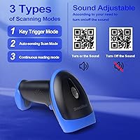 Vista 7 de Escáner de código de barras 3 en 1 compatible con función inalámbrica y Bluetooth 2.4G y conexión con cable Conectar teléfono inteligente Tablet PC