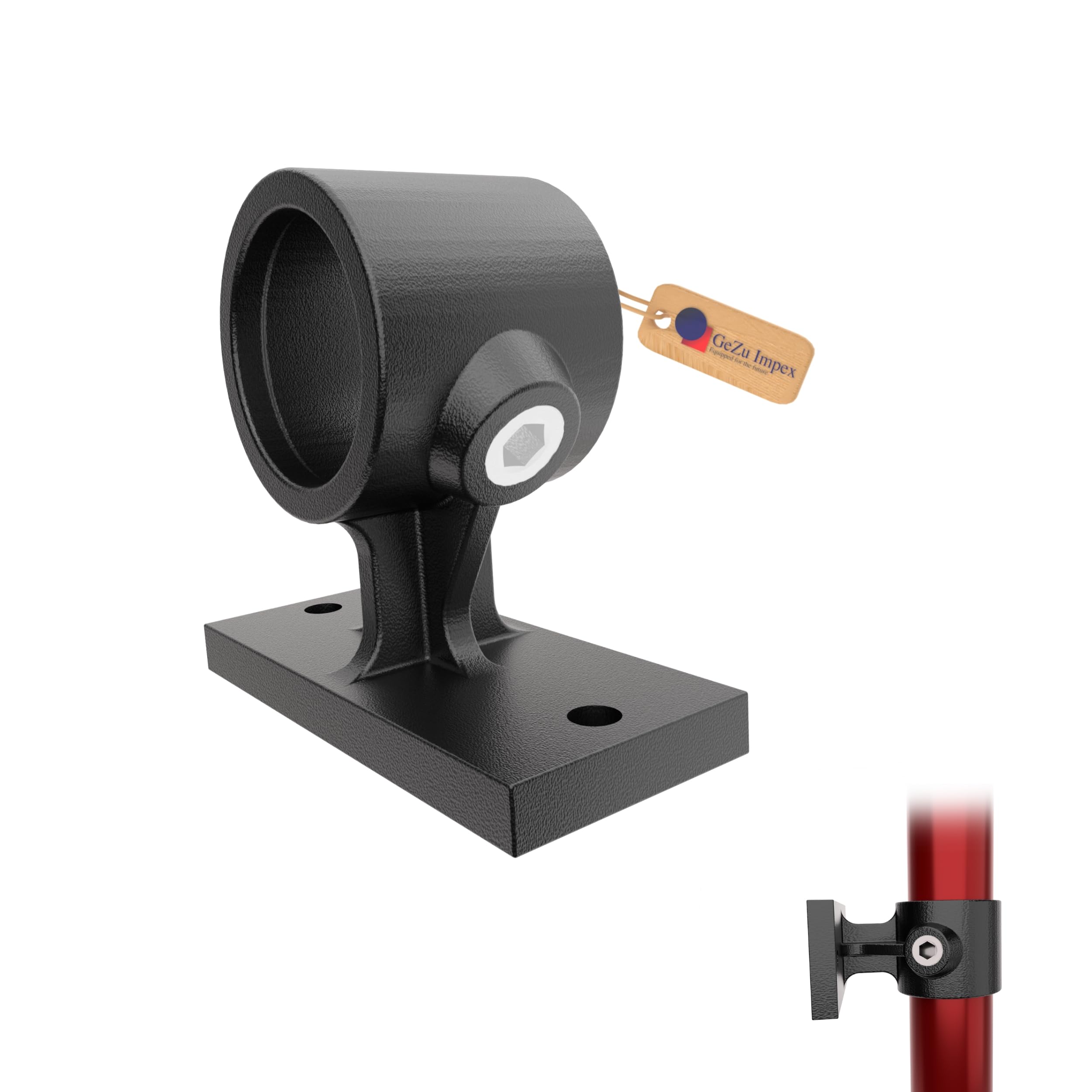 GeZu Impex Wall Mounted Handrail Bracket Ø 42 mm Hot Dip Galvanised Black Powder Coated Rail Support Fitting