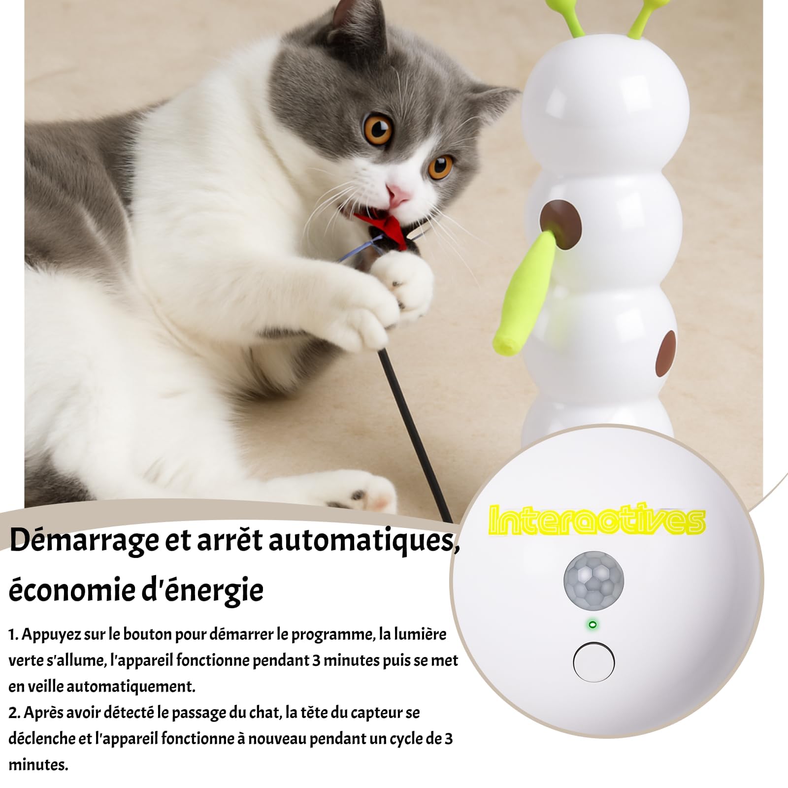 Milageto Jouet pour Chat Taquin, Jouet Interactif, Taquin Électrique Automatique, Jouet de Chasse Stimulant pour Les Chats de Taille Moyenne