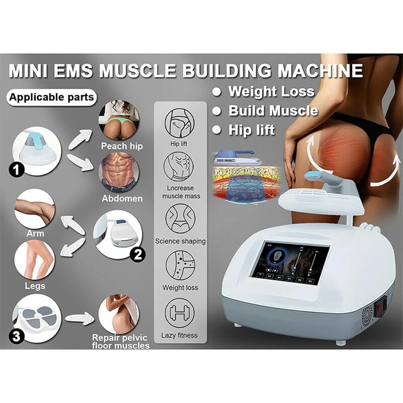 Professionelles Elektrisches VibrationsmassagegeräT Gegen Cellulite,KöRperformungsgeräT,Hochintensives Elektromagnetisches KöRperformungsgeräT Zur Tiefengewebsmassage Und Muskelentspannung