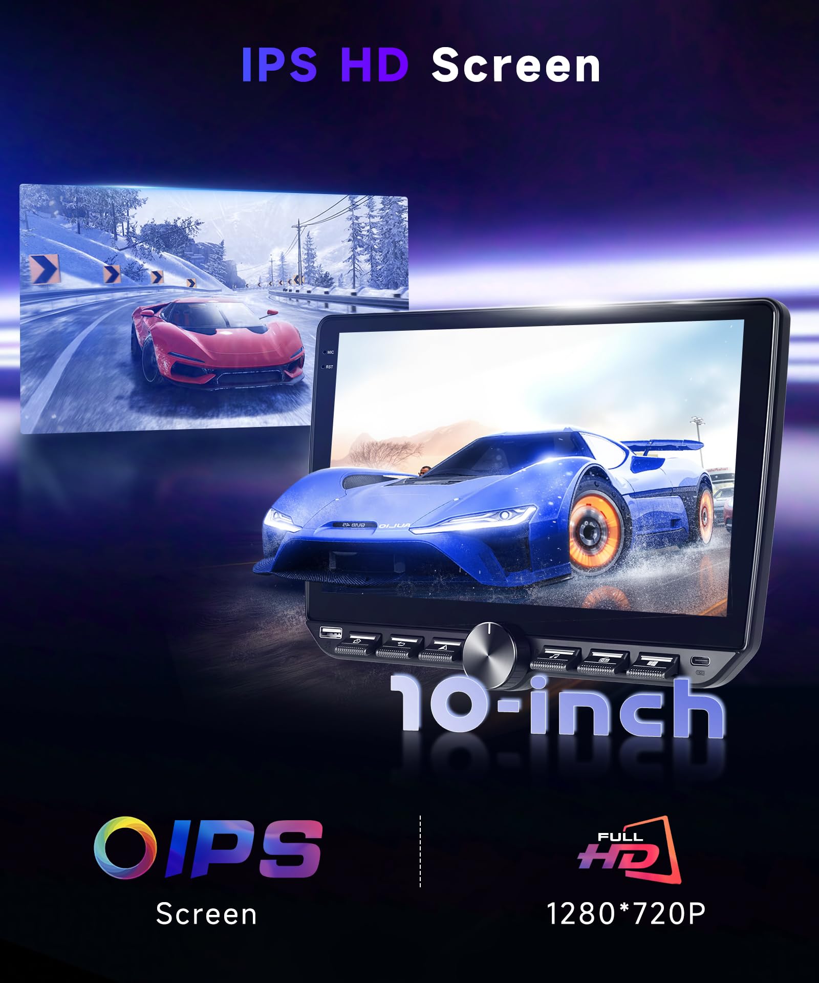 VECHTEL 4G+64G Android 15 Radio samochodowe 2 Din z bezprzewodowym systemem Android Carplay, 10-calowy ekran dotykowy Carplay, obsługa Bluetooth 5.0 Radio FM RDS GPS Wi-Fi Link Lustro USB/Type-C