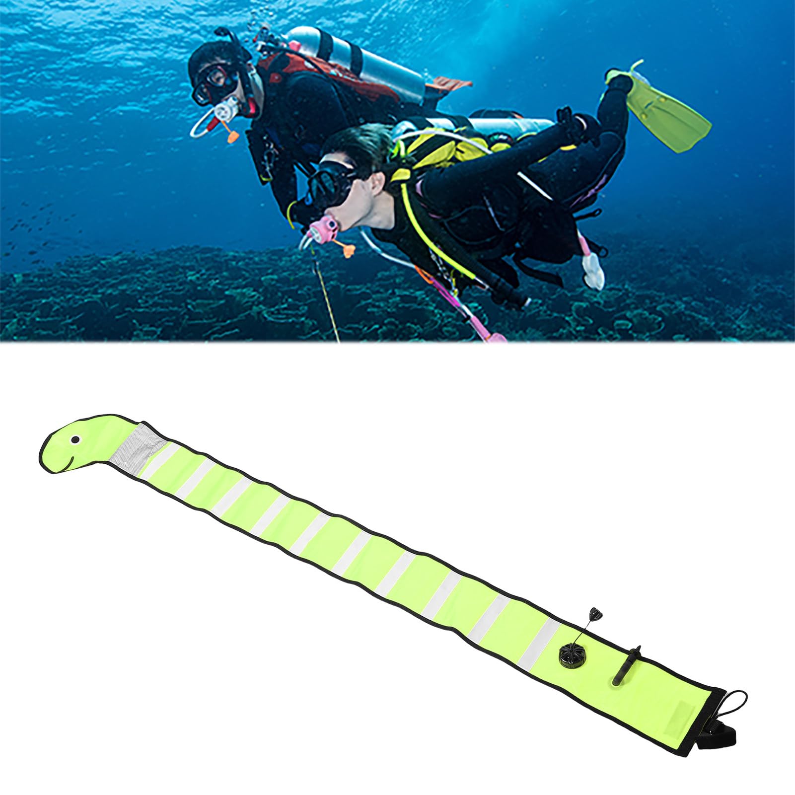 Boja do Znakowania Powierzchni do Nurkowania o Długości 5,9 Stopy, Szczelna Nylonowa Nadmuchiwana Tuba Sygnalizacyjna Snorkelingu i Bezpiecznego Nurkowania