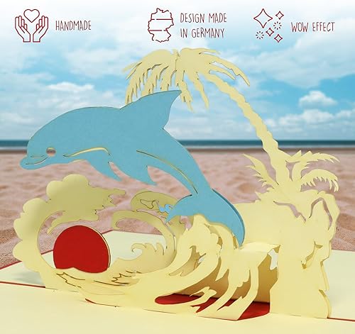 Miniatura 3 de LINPOPUP® Tarjeta emergente, tarjeta emergente 3D, tarjeta de cumpleaños, tarjeta de felicitación, certificado de regalo, delfín, N139