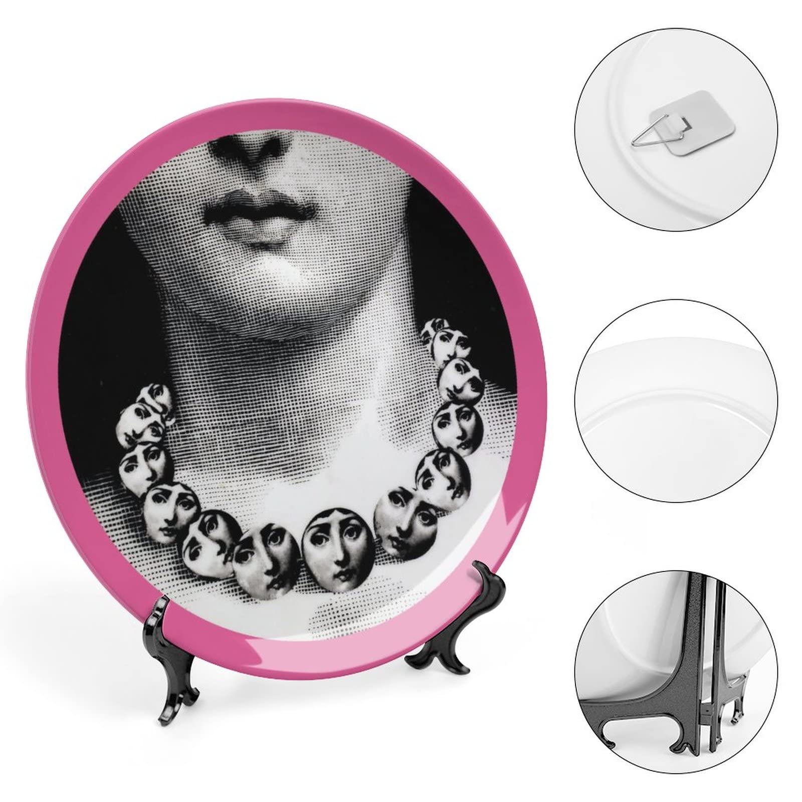 Lina Cavalieri - Piatto decorativo Fornase, da appendere alla parete, con trucco viso, con staffa e gancio speciale a molla, stile 29, 25,4 cm