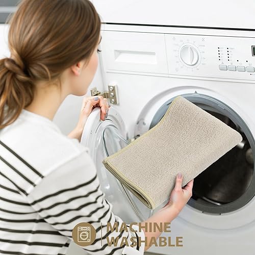 Miniatura 5 de Uphome Alfombra bohemia lavable de 5 x 7 pies, suave, antideslizante, grande, alfombra moderna geométrica marroquí para dormitorio, alfombra de