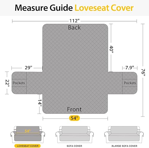 Miniatura 7 de HOMERILLA Fundas de sofá 100% impermeables para mascotas y fundas antideslizantes lavables para sofá de 3 plazas con bolsillos, funda de sofá para
