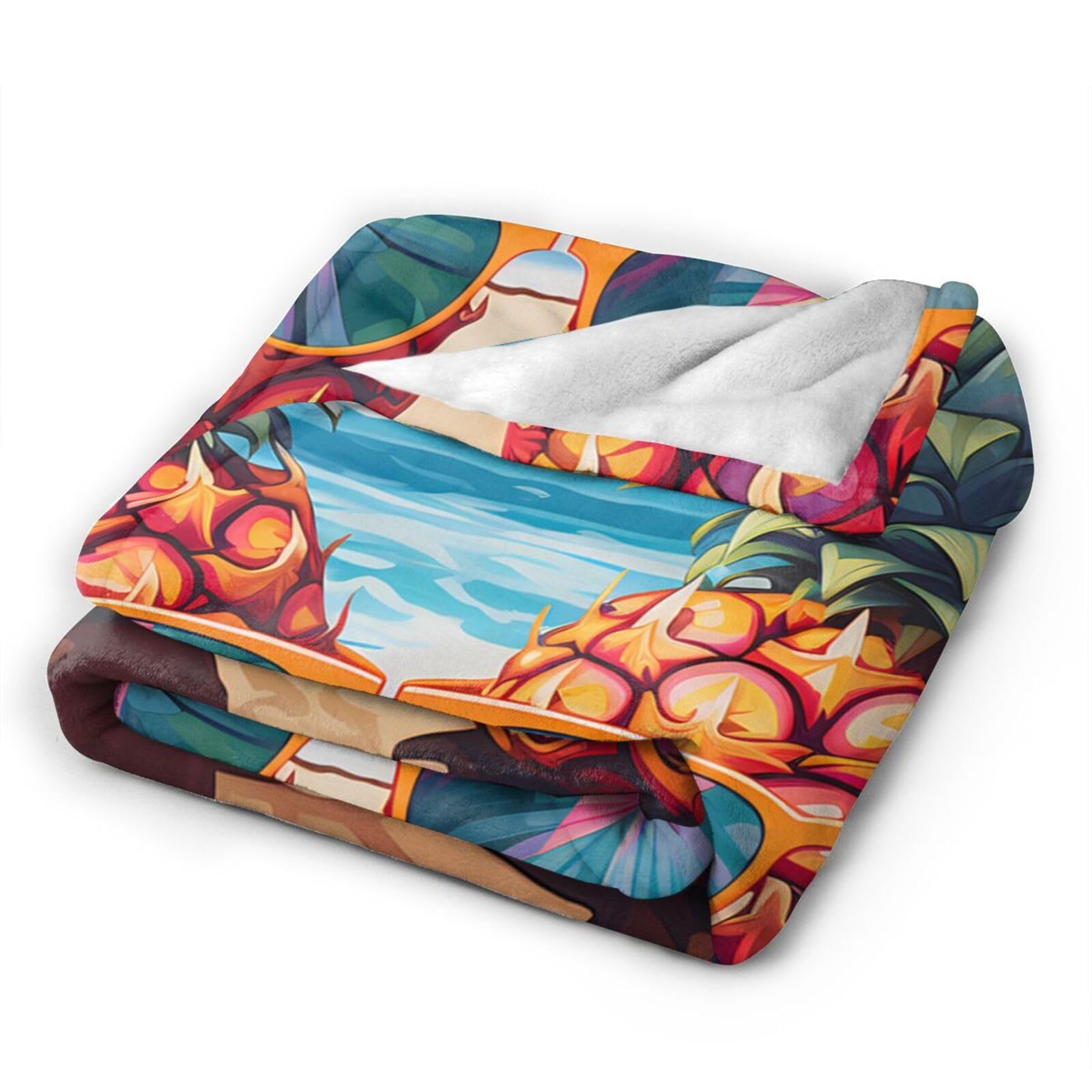 Coperta in micropile ultra morbida con ananas, stampa completa, materiale in flanella anti-pelucchi, leggera e resistente, perfetta per letti, divani, campeggio e viaggi, 203 x 152 cm