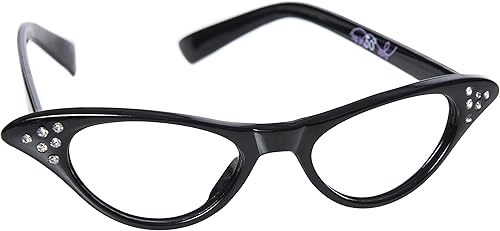 Hip Hop 50's Shop Gafas de ojo de gato de los años 50 para niños, gafas de disfraz de plástico con diamantes de imitación