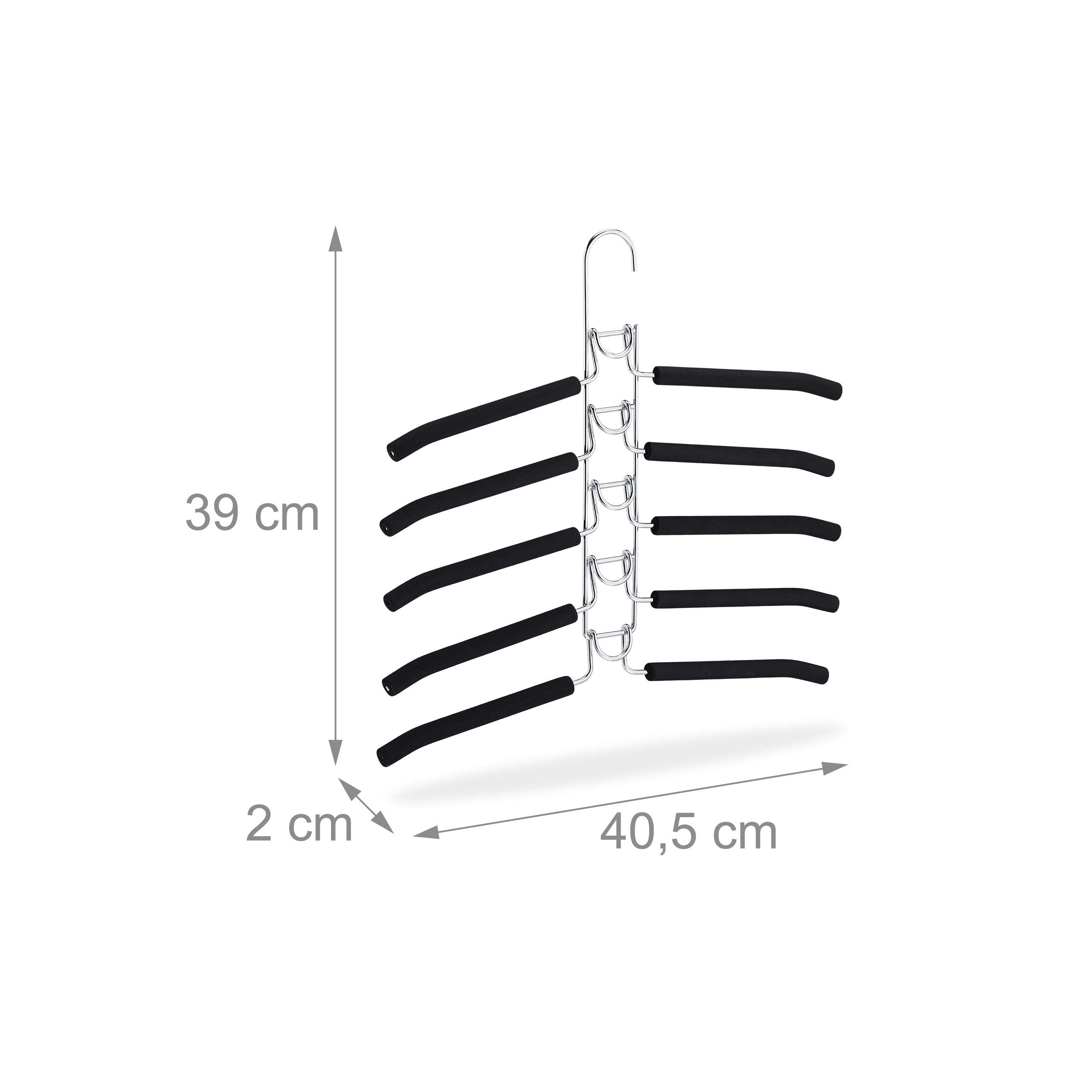 Relaxdays Grucce Multiple in Set da 3, Stampelle per Giacche, Appendino 5 in 1, Salvaspazio e Antiscivolo, Argento/Nero