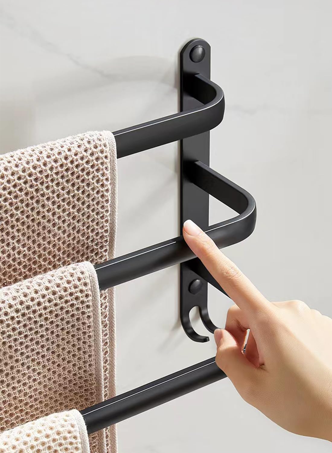 60CM Porte Serviette Salle de Bain, Porte Serviette Murale, Porte Serviette sur Pied Accessoire Salle de Bain, Porte Serviette Salle de Bain sans Percage