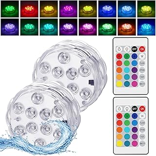 2 Stück Unterwasser Licht mit Fernbedienung, LED Poolbeleuchtung Unterwasser Wasserdicht, RGB Farbwechsel Pool Licht für Whirlpool, Teichbeleuchtung, Aquarium, Badewanne, Vase, Party Deko