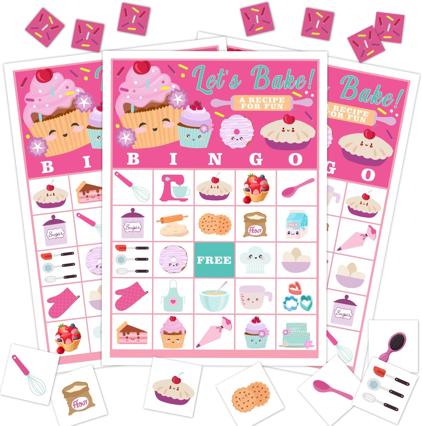 WwongxianB Cupcake Party Bingo Game, 24 Player Sweet Bingo Cards Set for Family Friend Activity, Baking Party Favor Decoration Holiday Supplies -a12