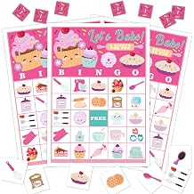 WwongxianB Cupcake Party Bingo Game, 24 Player Sweet Bingo Cards Set for Family Friend Activity, Baking Party Favor Decoration Holiday Supplies -a12