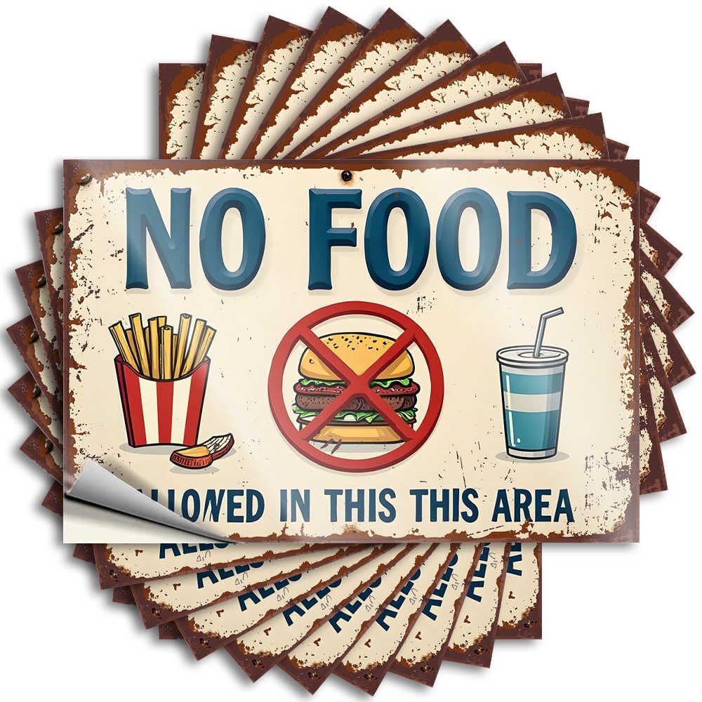 Fzfn Colour Prohibited: No Food Allowed In This Area Sign Camper Van Accessories Plush - Decals Laptop Waterproof Decal(8X12cm)