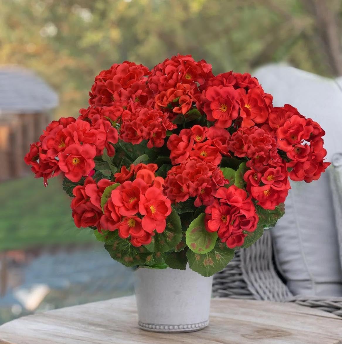 4pcs Red Artificial Geraniums Flowers for Outdoors 14" Faux Silk Geraniums Outdoor UV Resistant Fake Flowers for Planters Garden Home Kitchen Table Centerpieces Cemetery (Red) - Image 11
