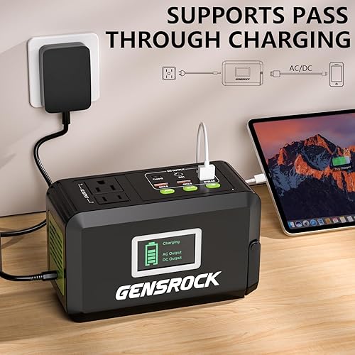 Miniatura 6 de GENSROCK Banco de energía portátil, cargador portátil para portátil de 24,000 mAh con salida de CA de 150 W, 8 puertos compatible con la serie