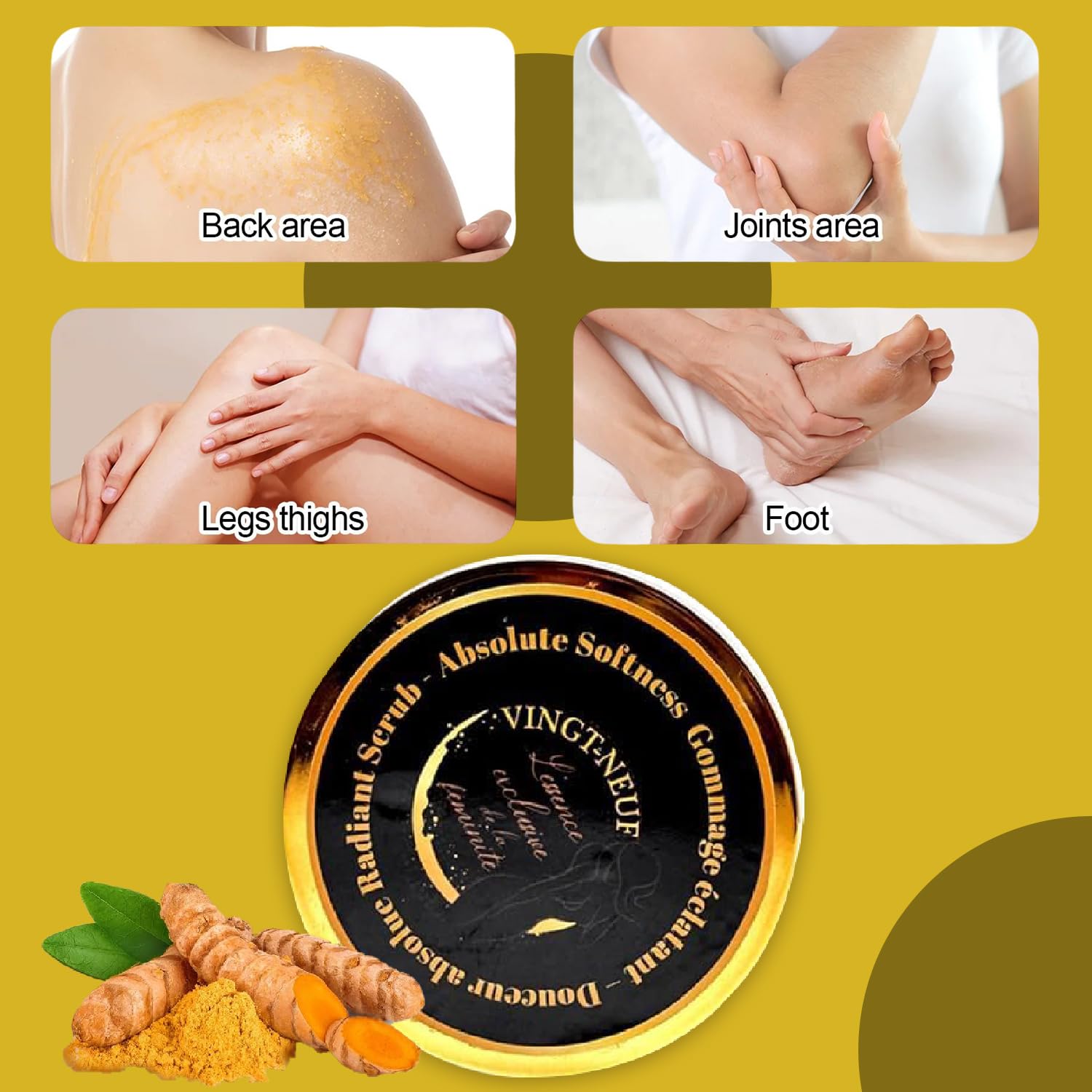 Exfoliating Turmeric Body Scrub | Brightening Body Exfoliator Scrub for Dark Spots | Gentle Turmeric Body Scrub Exfoliator for Smooth, Radiant-looking Skin | All Skin Types, 280ml - Image 4