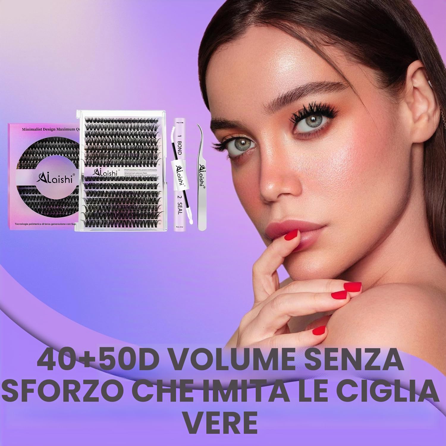 Ciuffetti Ciglia Finte Kit, 280 Extension Ciglia 9-16mm, 40D+50D Lash Cluster con Bond and Seal Pinzette er Uso Personale a Casa Ciglia a Grappolo Extension Ciglia Kit