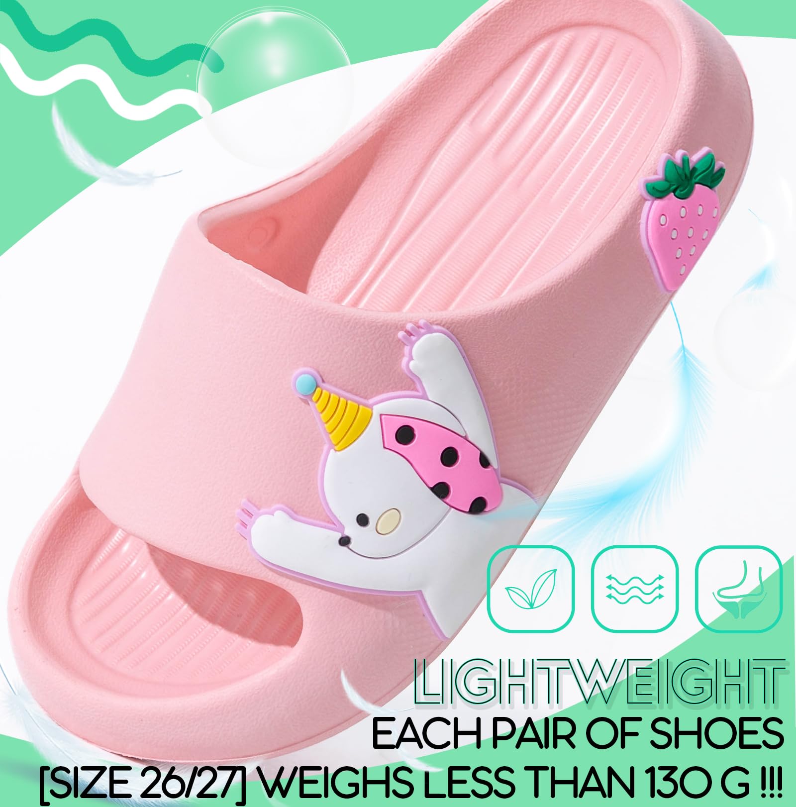 Chanclas de Baño Antideslizantes para Niños y Niñas - Ultraligeras <130g (Tallas 26/27 EU) - 26-38 EU, Sandalias Zapatillas EVA para Baño, Playa, Piscina, Jardín Interior y Exterior - 5