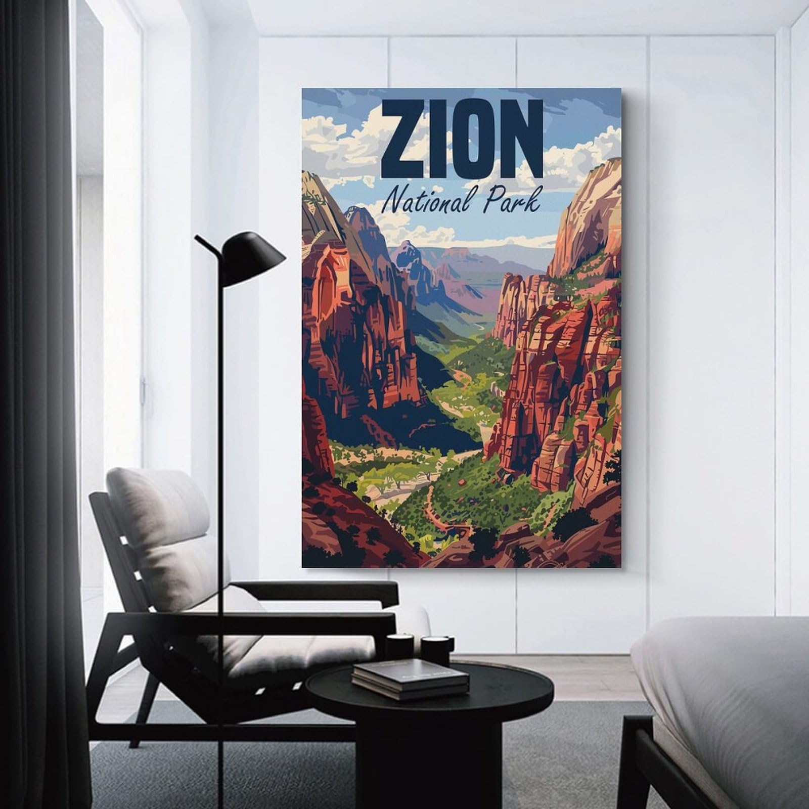 Junmoney Zion National Park Wall Decor Canvas Print, 20x30inch(50x75cm), for Bedroom, Lounge Or Dressing Area, Decorative Wall Art for Cosy Rooms