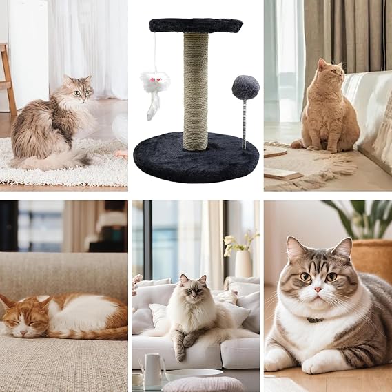 Cat Tree Tower | Cat Tower For Big Cats - Scratch Toy, Kittens Pet Activity Tree With Feather And Spring Ball, Interactive Tilt Protection For Large Cats