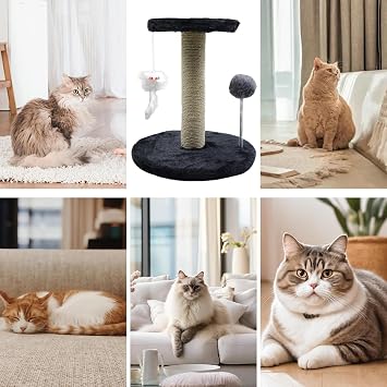 Cat Tree Tower | Cat Tower For Big Cats - Scratch Toy, Kittens Pet Activity Tree With Feather And Spring Ball, Interactive Tilt Protection For Large Cats