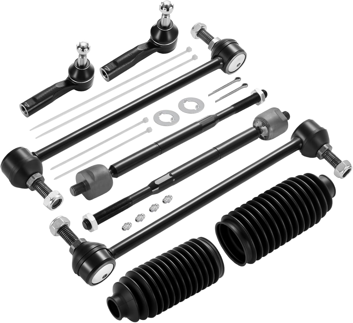 8-PC Steering Suspension Kits Compatible with Chevy Cobalt 2005-2010,2xStabilizer Bar Link K80252,2xOuter tie rod ES800030,2xInner tie rod EV80445,2xdust cover