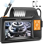 Caméra endoscope double objectif avec lumière, Ferdiiz 1080P HD Boréscope avec 4.3" IPS Écran, IP67 Caméra d'inspection étanche 8+1 réglable LED Lumières, caméra endoscopique flexible-32.8FT 10M câble