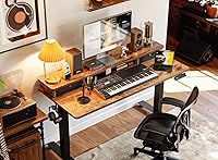 Vista 2 de BANTI 40x24 Inch Electric Standing Desk with Dual Drawers, Height Adjustable Stand Up Table, Sit Stand Home Office Desk with Storage Shelf, Black