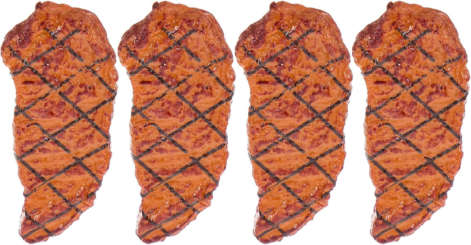 PACKOVE Fake Steak Cooked 4 pcs Steak Model Fake Steak