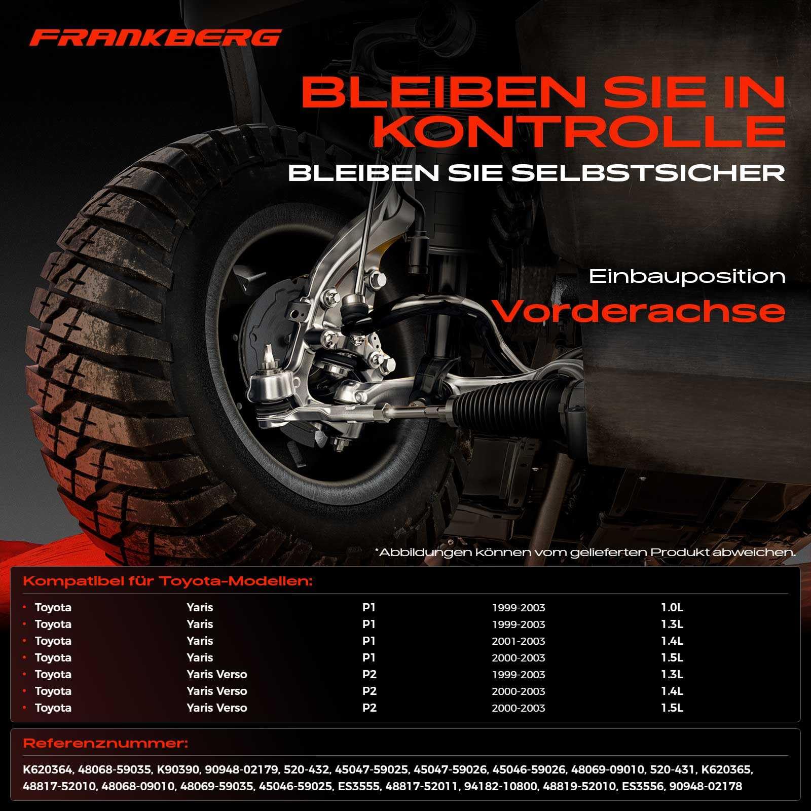 Frankberg 6x Querlenker Sazt Vorderachse Links Rechts Kompatibel mit Yaris P1 1.3L 1999-2005 Yaris NCP1 NLP1 SCP1 1.0L-1.5L 1999-2005 Yaris Verso P2 1.4L 2000-2005 Replace# 45046-59025