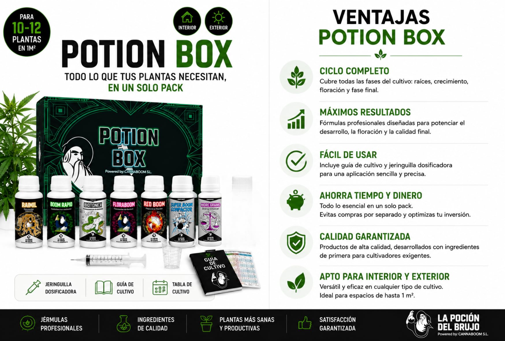 Potion Box Cannaboom – Kit de Cultivo Indoor Completo para Principiantes – Fertilizantes y Tabla de Cultivo para Interior