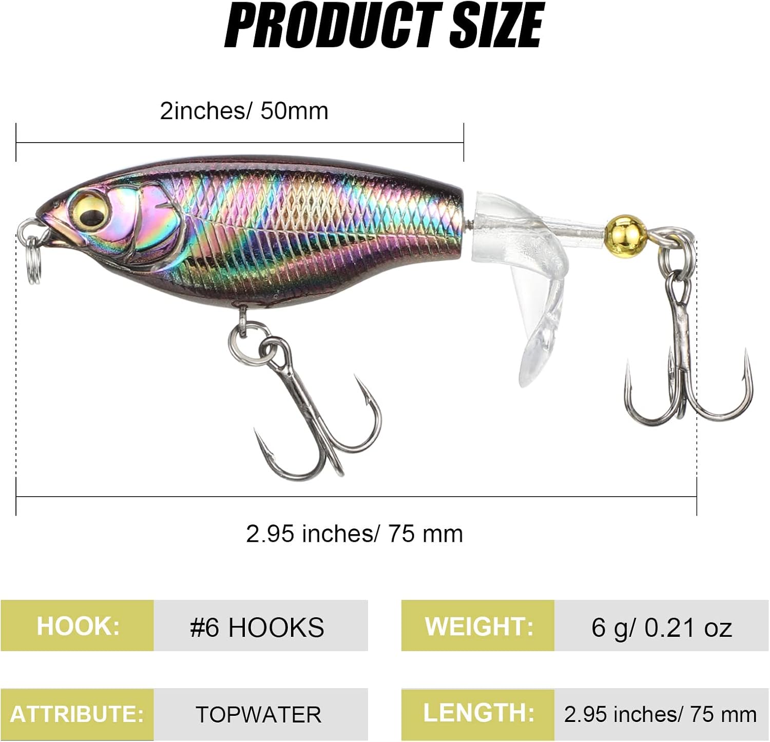 12 Pcs Topwater Fishing Lures with Hooks Bass Lures Fishing Baits with Propeller Tail for Saltwater Freshwater Fish Trout Catfish Minnow Fishing Anglers Gifts : Sports & Outdoors