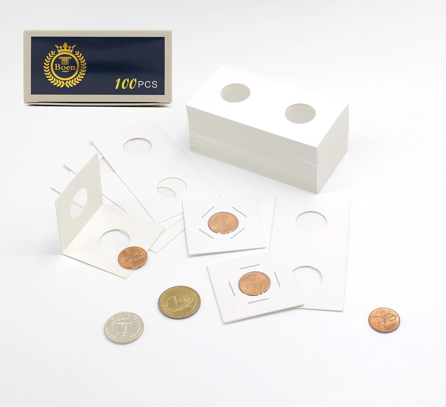 Boen Coin Flips 300Pcs 20.5mm/(0.8 Inch) Coin Flips for Penny Coin Holders for Colletors The Coin Collection Supplies Coin Cardboard Coin Flips for Coin Collection