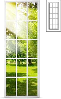 22" x 64" Entry Door Glass Insert with Low-e Clear Glass White Exterior Front Door Window Inserts Replacement Kit for Home Improvement(15 Lite)