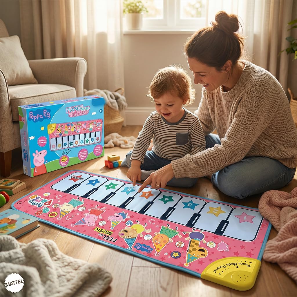 Amazon Brand - Jam & Honey Peppa Pig Piano Music Play Mat for Kids - 8 Keys & 3 Modes, BIS Certified, Portable Roll-Up Floor Piano, Educational Musical Toy for Toddlers & Children 3+ Years, Pink-image-36