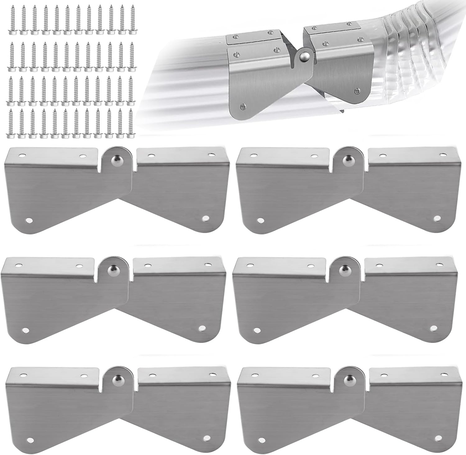 YAYODS 6 Pcs Gutter Downspout Hinge Zip Hinge Gutter Downspout Extension FlipUp Hinge with