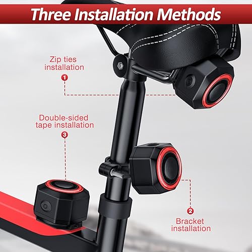 Miniatura 7 de Alarma de bicicleta con control remoto, luz trasera de bicicleta y luz de freno encendidoapagado automático USB-C recargable, sistema de alarma de