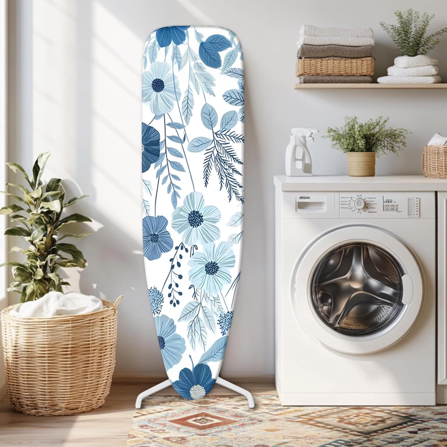 Ironing Board Cover 15x54 Inch- Standard Cotton Cover with Strong Elastic Edge & Stain Resistant Surface (Gerbera, 15" x 54")