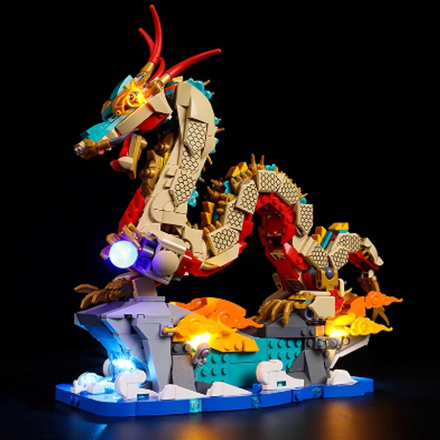 LED Lighting Kit Compatible with Lego 80112 Auspicious Dragon Brings Blessings Series LED Light Set (Model Kit Not Included - Lighting Components Only) (Remote Control Style)