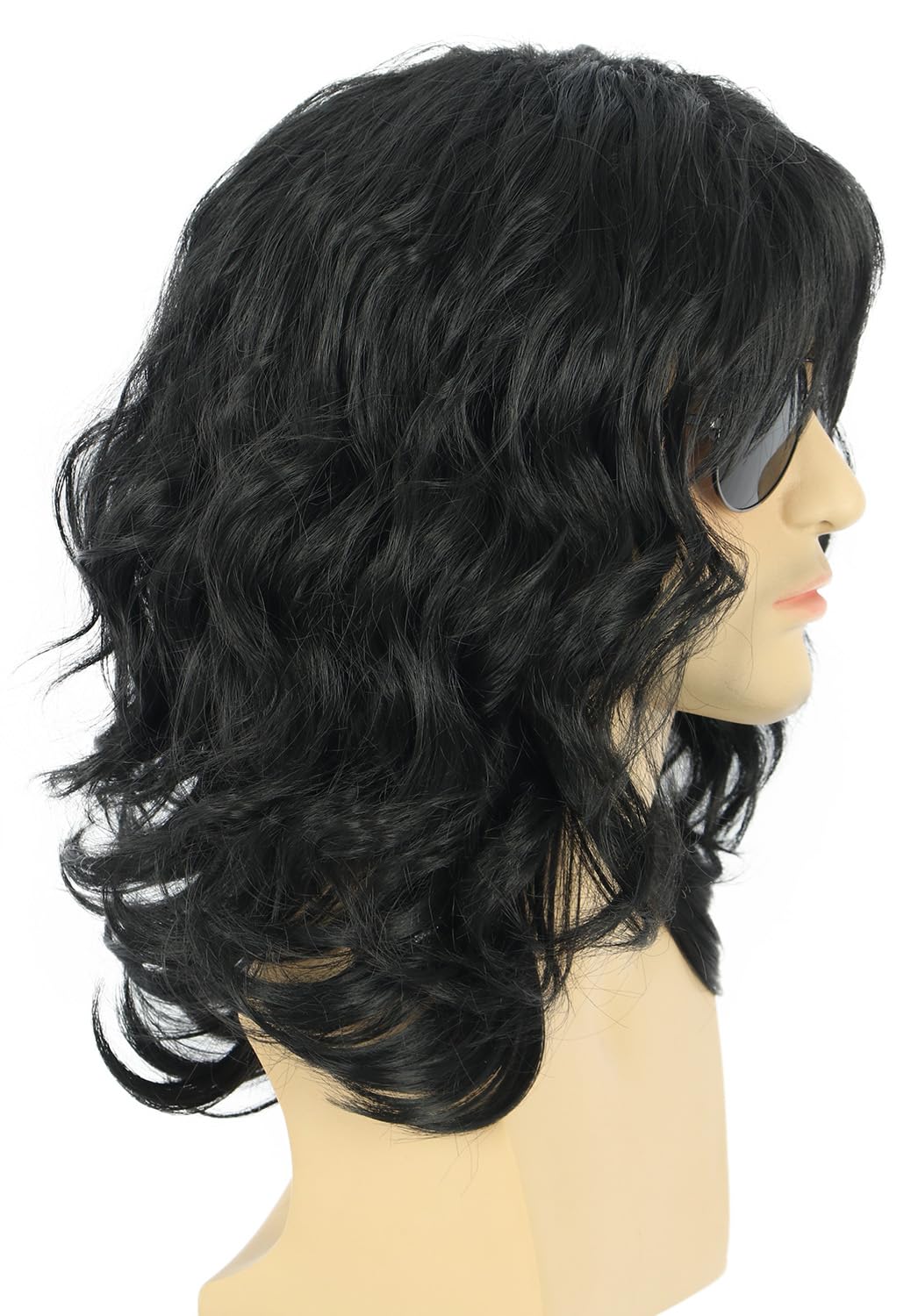 karlery California 70s 80s Rocker Wig Men Women Long Curly Black Halloween Costume Wig - Image 8