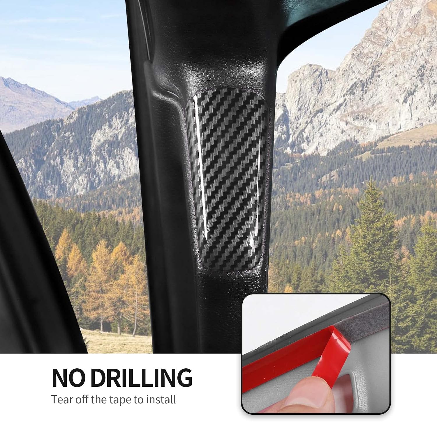 CheroCar for JL A B Pillar Grab Handles ABS Decoration Trim Cover for 2018-2022 Jeep Wrangler JL JLU Sahara Rubicon JT Gladiator 4 Door (Carbon Fiber)…