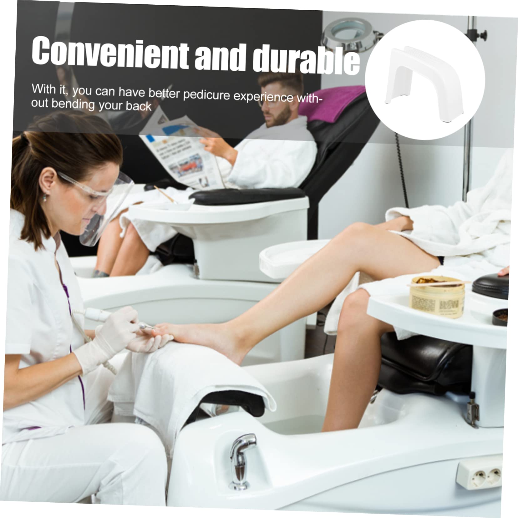 Homoyoyo Sgabello Poggiapiedi per Pedicure in ABS Beige, Confortevole e Antiscivolo, per Casa e Allenamento Pedicure Professionale
