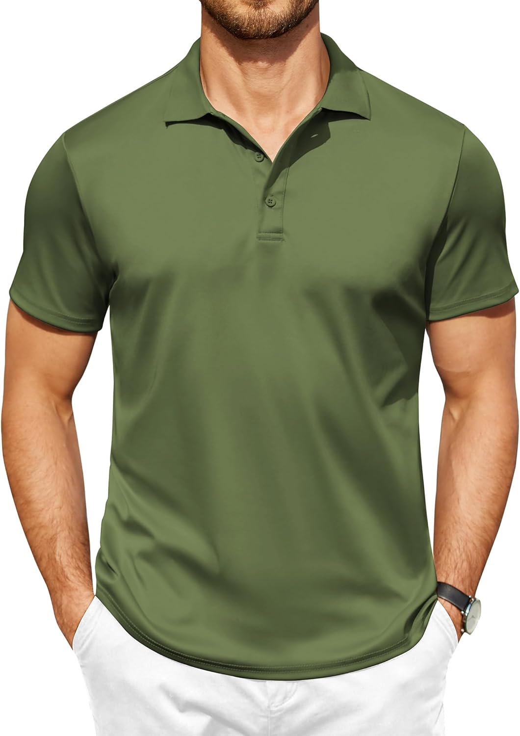 COOFANDY Men Polo Shirts Short Sleeve Quick Drying Athletic Collared Golf Shirts Moisture Wicking Tees