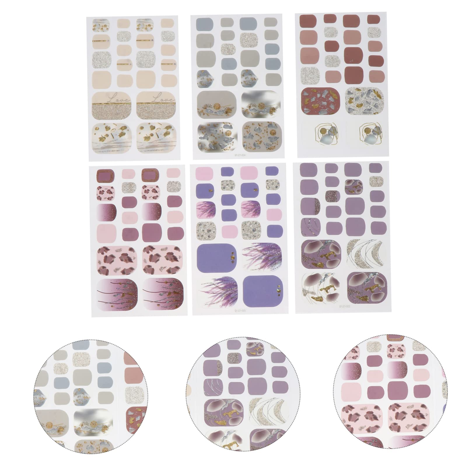 PACKOVE 5 Set Adesivi Per Unghie Autoadesivi Con Decorazioni Creative Per Manicure Adatti Per Eventi E Rimuovibili E Facili Applicare 6 Fogli*5