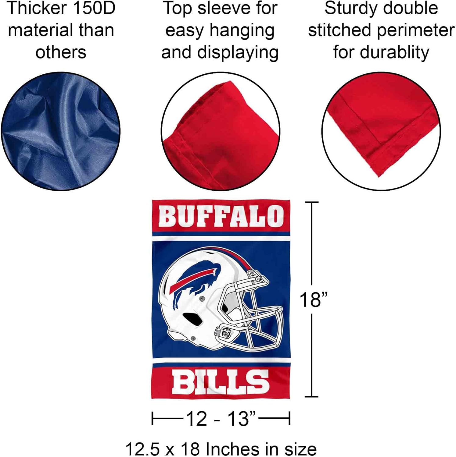 Buffalo Bills Helmet Double Sided Garden Banner Flag - Image 3