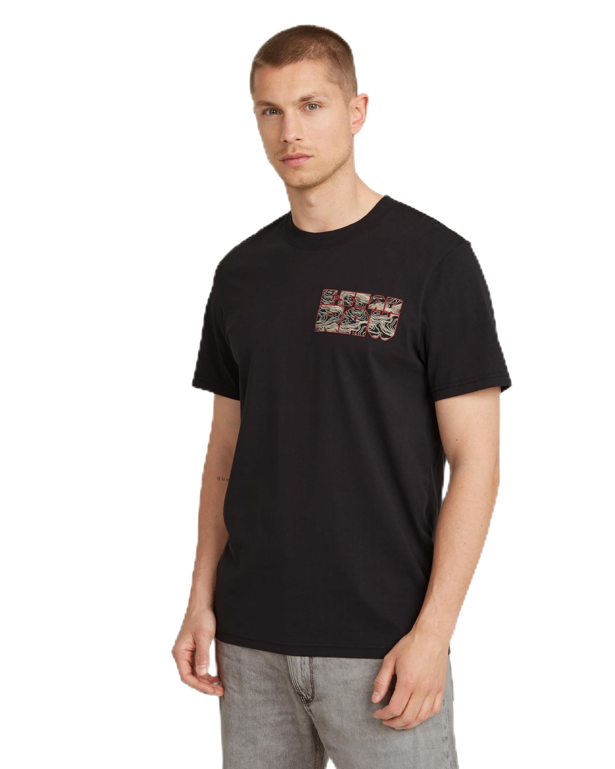 G-Star Men's Topography Chest Graphic Slim T-Shirt, Black (dk black D25146-C506-6484), L