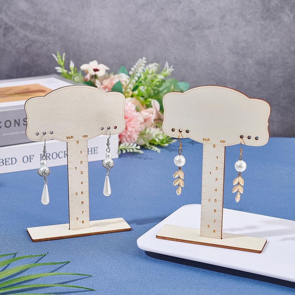 MAYJOYDIY 2PCS Wood Standing Earring Measurement Display 1/8 Inch Holes Jewellery Earring Rack with inch/cm Measurement Units Display Earring Size for Show Earrings Measuring，Photography Showcase image 5