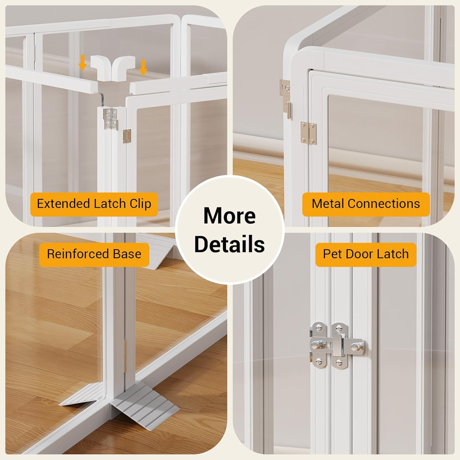 Clear Acrylic Pet Playpen, 25.6" H Transparent Dog Fence with Support Feet, Sturdy & Stylish Indoor Enclosure for Puppy, Cat, Rabbit, Easy to Assemble & Clean