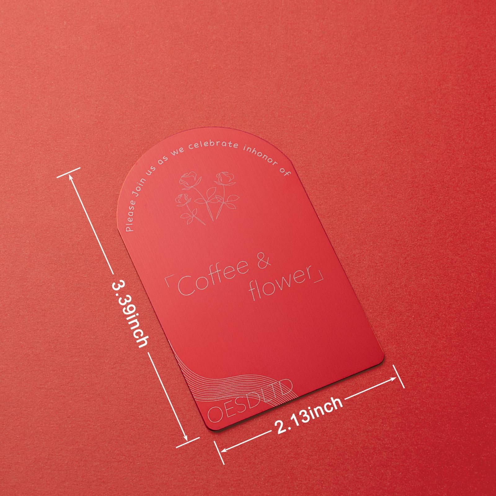 Visitenkarten aus dickem Aluminium, eloxiertes Aluminium, 86 x 54 x 0,8 mm, 15 Stück, inklusive Schutzhüllen (matt) (rot)